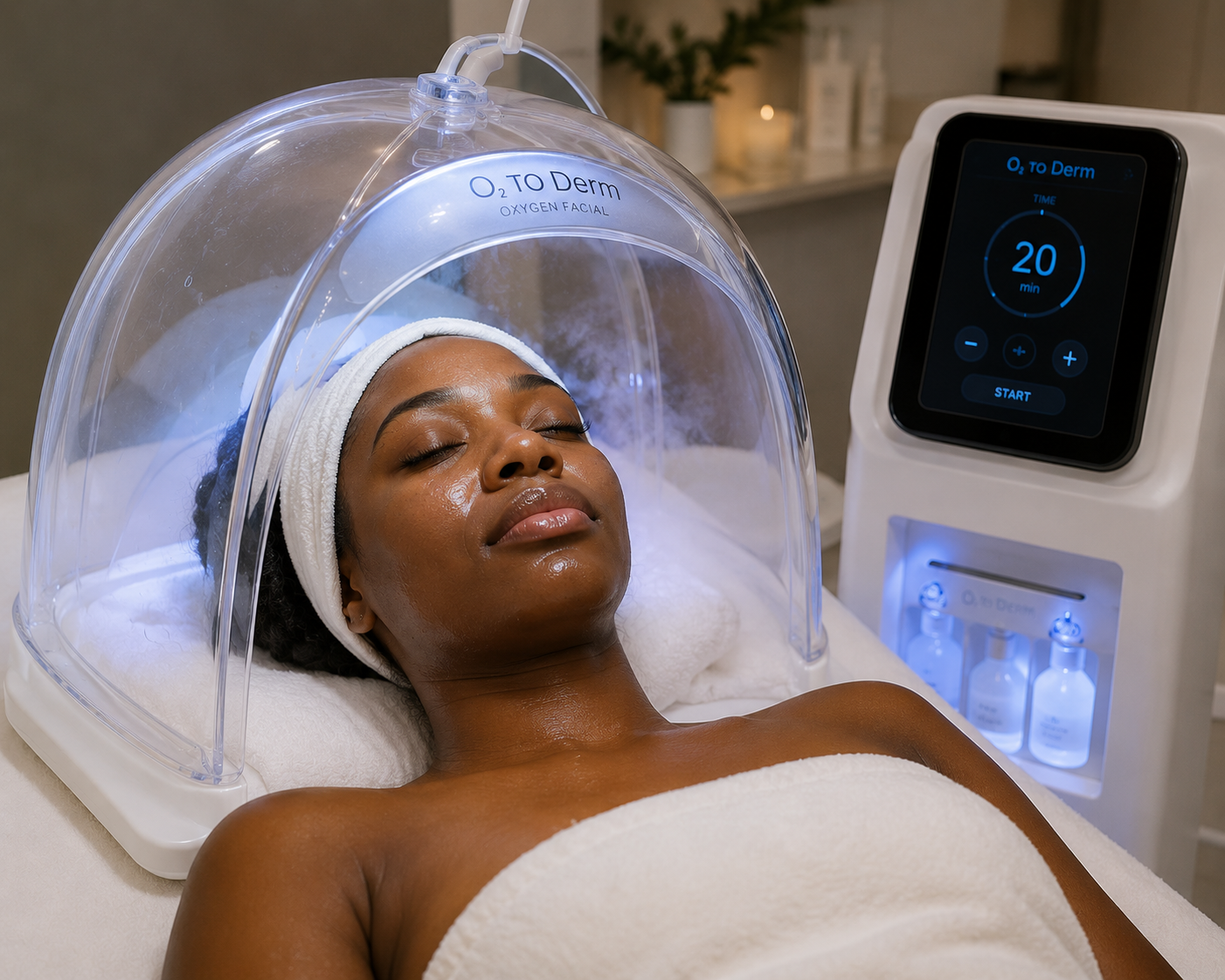 Traitement Oxygénothérapie O₂ to Derm chez Renüa Medspa